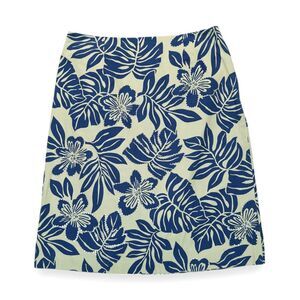 Talbots Skirt Stretch Floral A-Line‎ Sequin Zip Blue Brown Women's Size 6